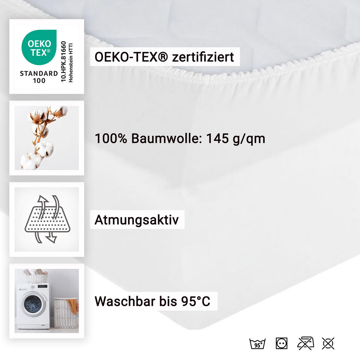 SPANNBETTLAKEN, 70x140 cm, 100% Baumwolle, Weiß - Weiß, Textil (70/140cm) - Zollner