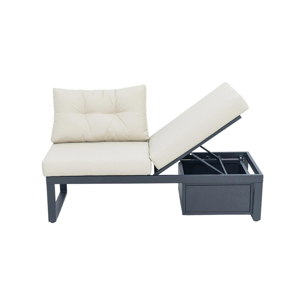 LOUNGEGARNITUR, Gartenlounge-Set, L-/U-Form Gartenmöbel Set,Beige - Beige, Metall - LVHOM