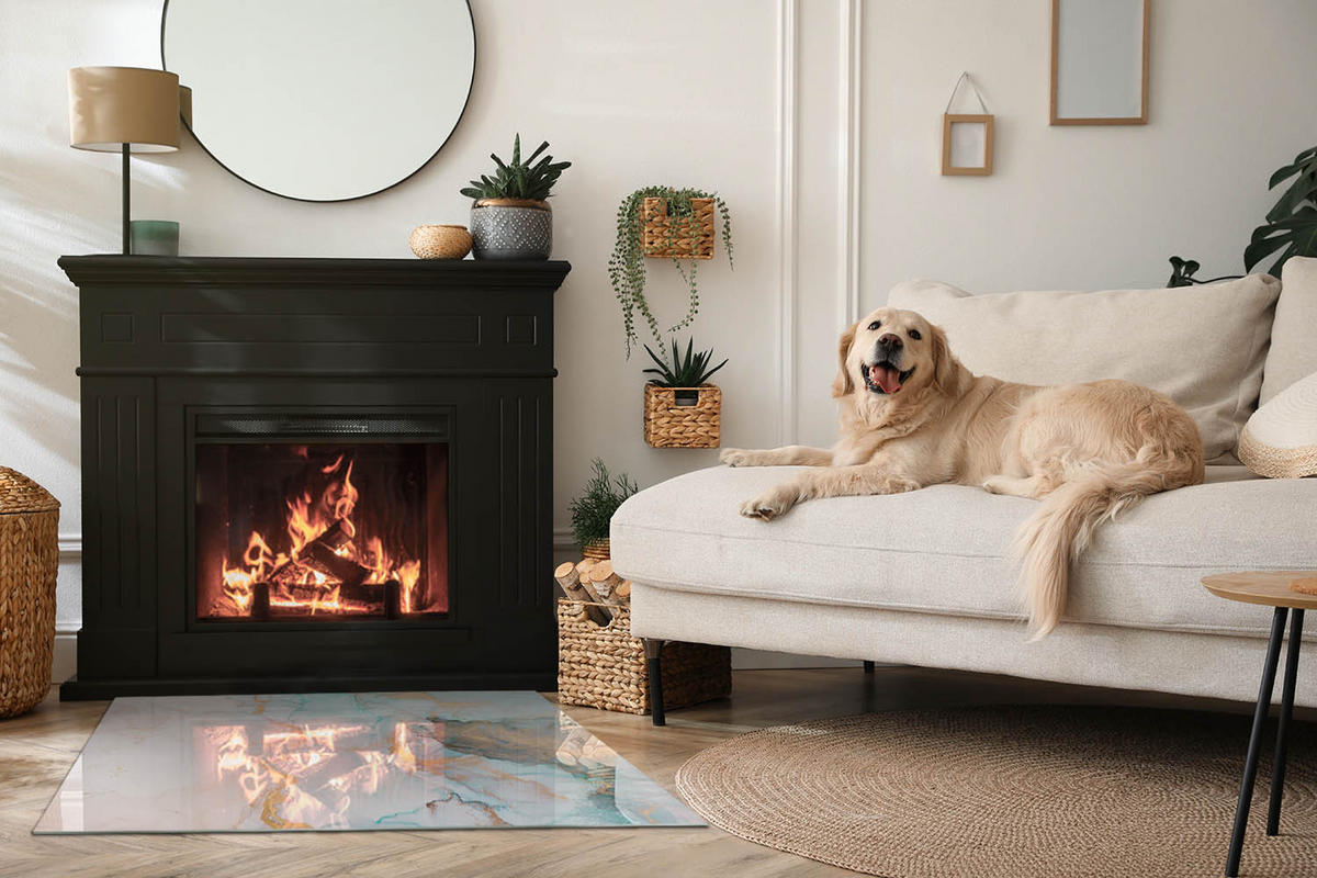 GLASPLATTE für Kamin 100x70 cm - Türkis, Glas (100/70/0.4cm) - TULUP