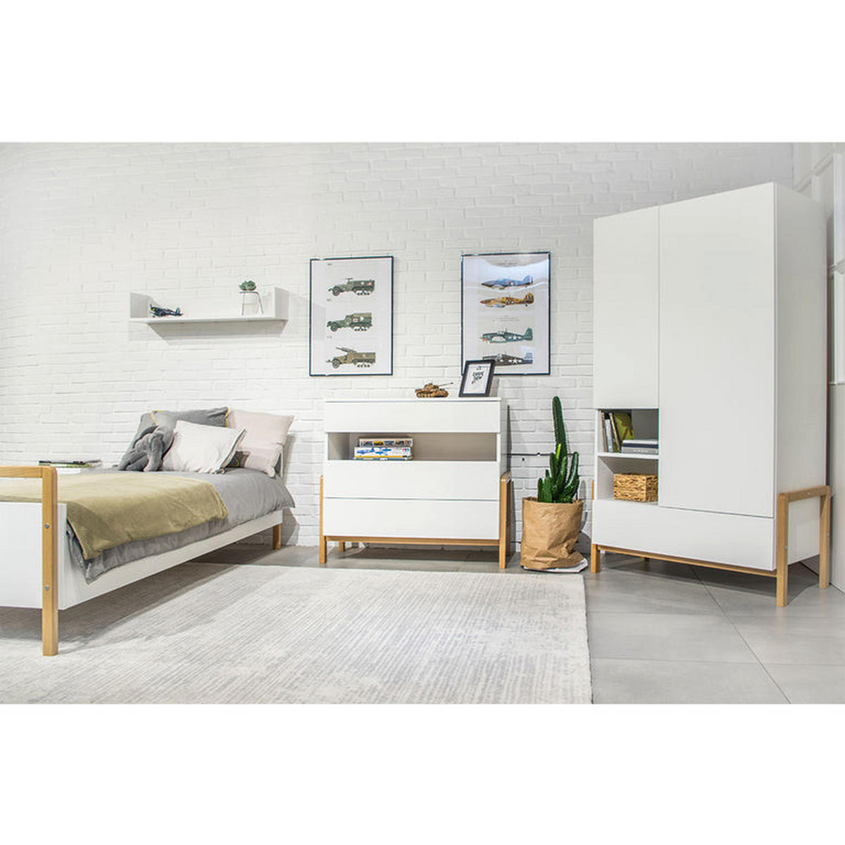 SKRIŇA 2 dvere Biela a drevo - biela, kompozitné drevo (100/180/55cm) - Petits-meubles