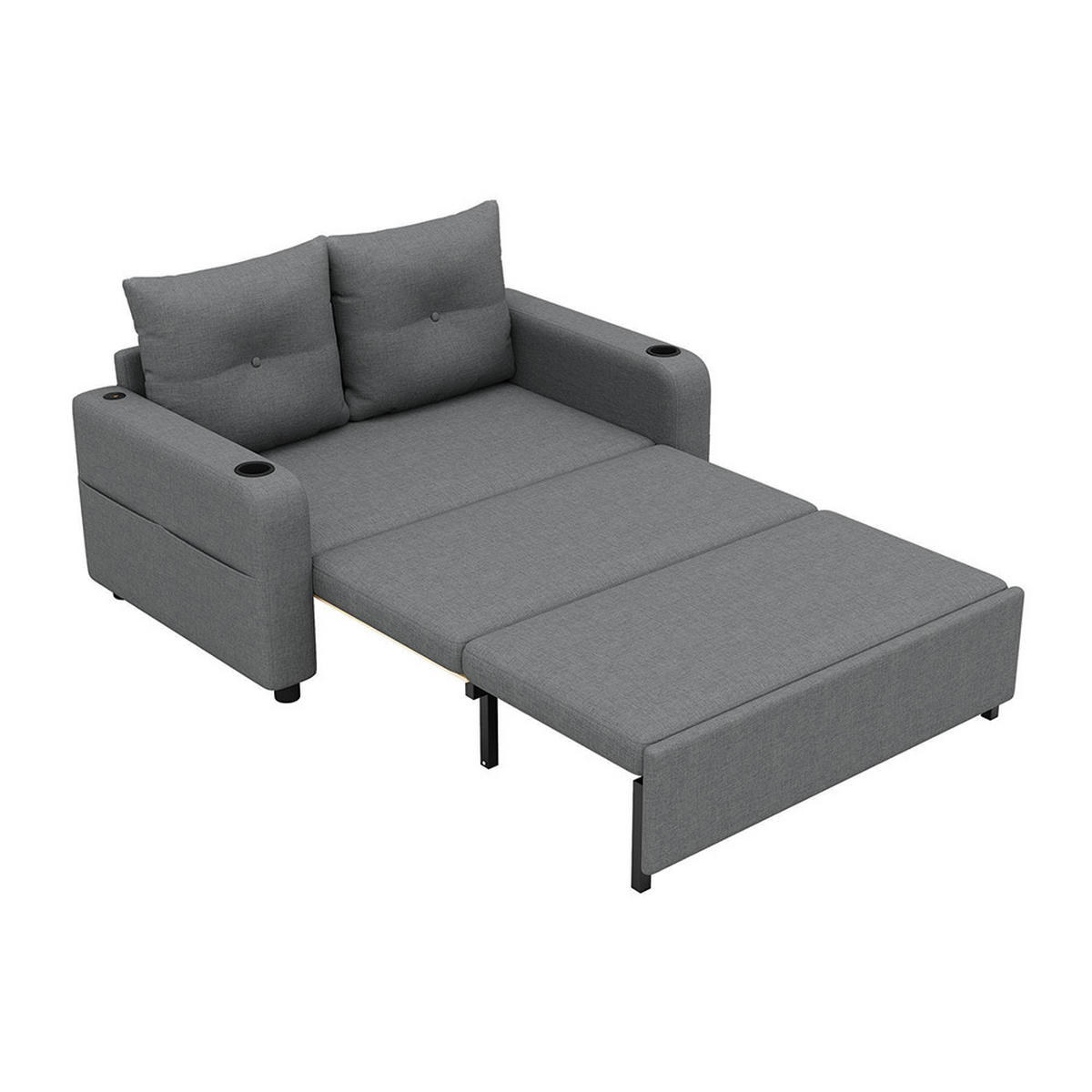 KLAPP-DOPPELSOFA mit Schlaf-Funktion in Grau - Grau, Textil (81/94/131cm) - KOMHTOM