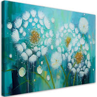 WANDBILD löwenzahn pflanzen blumen türkis - Blau, Textil (60/40cm) - Feeby