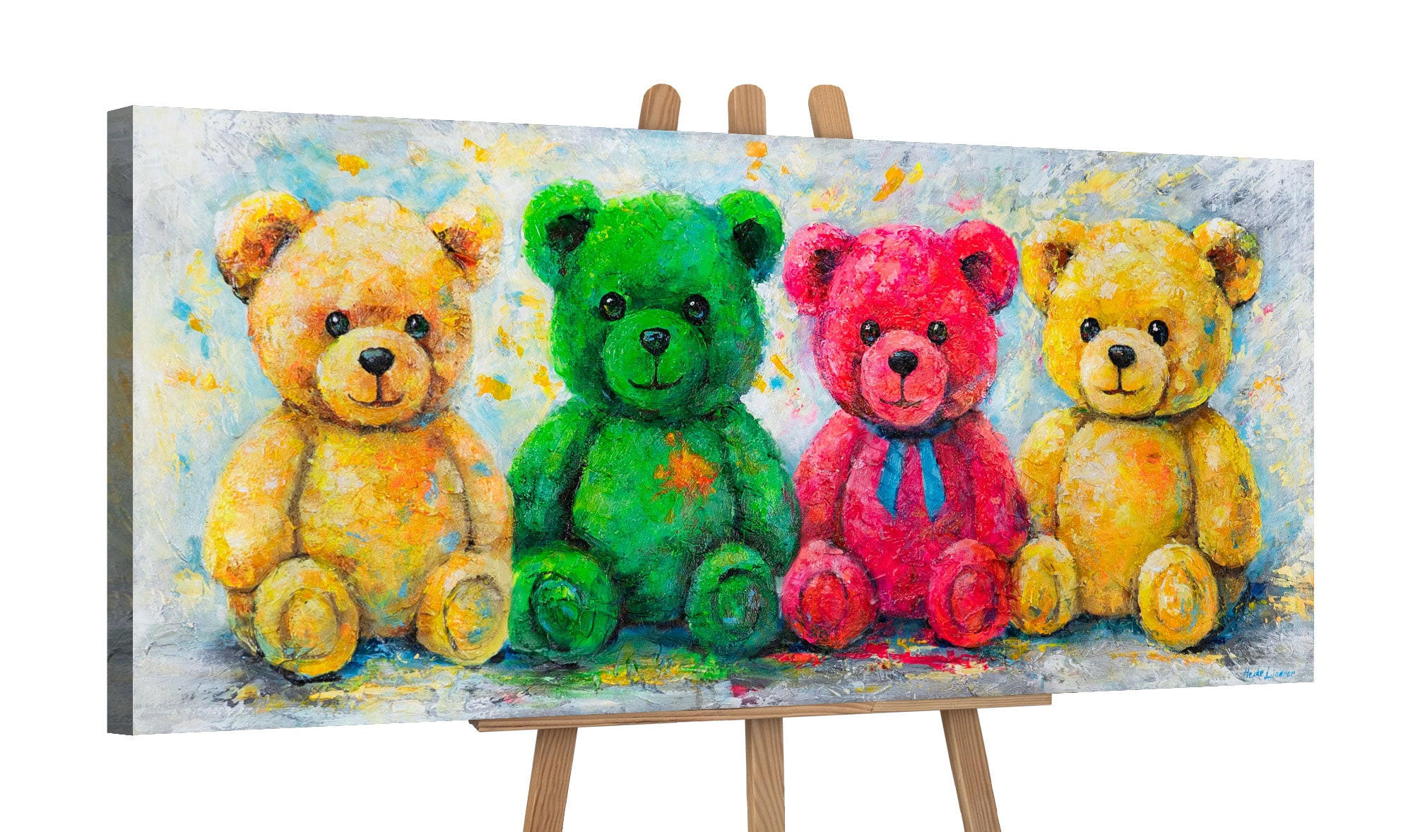 GEMÄLDE Buntes Glück auf Keilrahmen 115x50 cm - Multicolor, Holz (115/50cm) - YS-art gallery