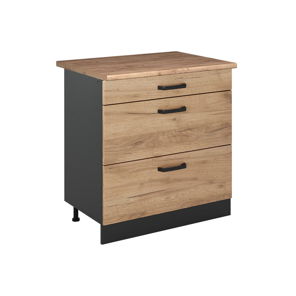 Vicco Küchenunterschrank Eiche, Anthrazit 80x81.6x60 cm