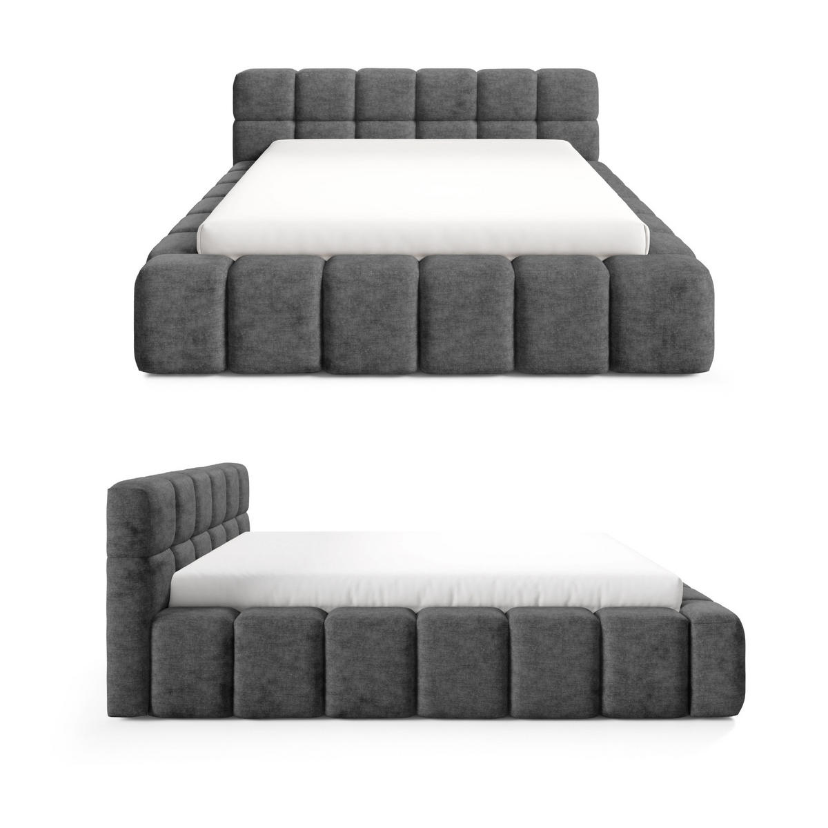 POLSTERBETT NUBO Premium 180x200 cm mit Bettkasten – PERFECT HARMONY 90 - Dunkelgrau, Holz (180/200cm) - Dekori_Interiors