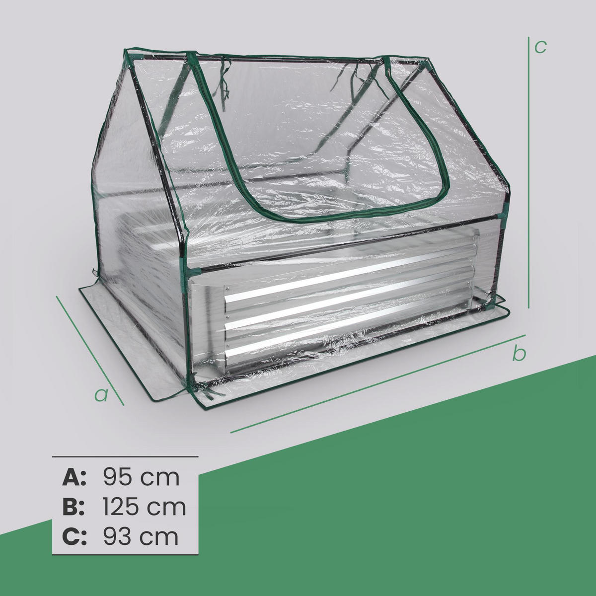 HOCHBEET mit Gewächshaus 2in1 Metall 95x125x93 cm - Transparent, Metall (125/93/95cm) - Bestlivings