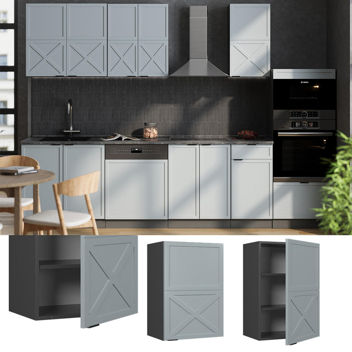 HÄNGESCHRANK Fame-Line Hellblau-grau 50 cm - Anthrazit/Blaugrau, Holzwerkstoff (50/72/34.1cm) - Vicco