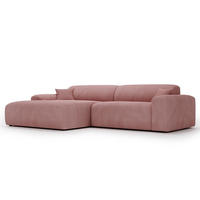 ECKSOFA mit Longchair - Cord - Schwarz/Altrosa, Kunststoff/Textil (284/178cm) - home24