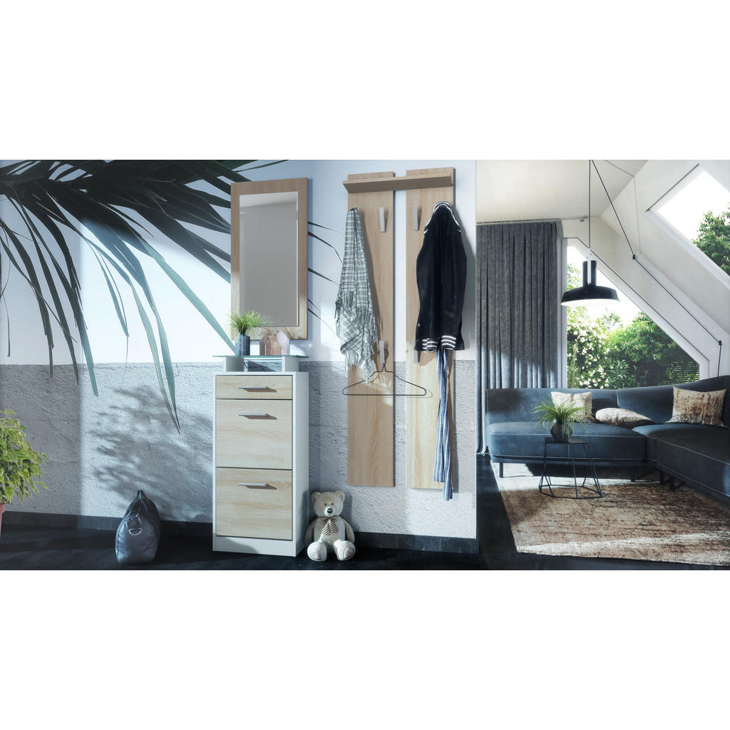 Thumbnail - Vladon Garderobe, Eiche San Remo, Holzwerkstoff, 140x200x23 cm, Garderobe, Garderoben-Sets & Serien, Garderoben-Sets