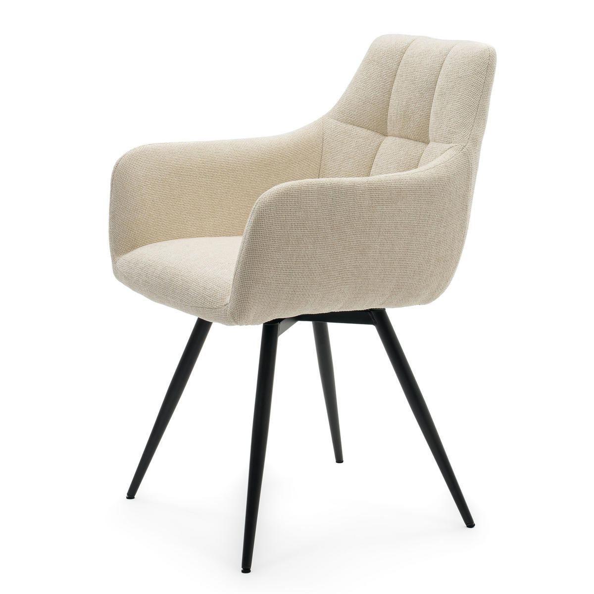 STUHL LUGANO drehbar gepolsterter mit Steppung - creme - Chenille - Creme/Schwarz, Textil/Metall (58/84/59cm) - NEW HOME