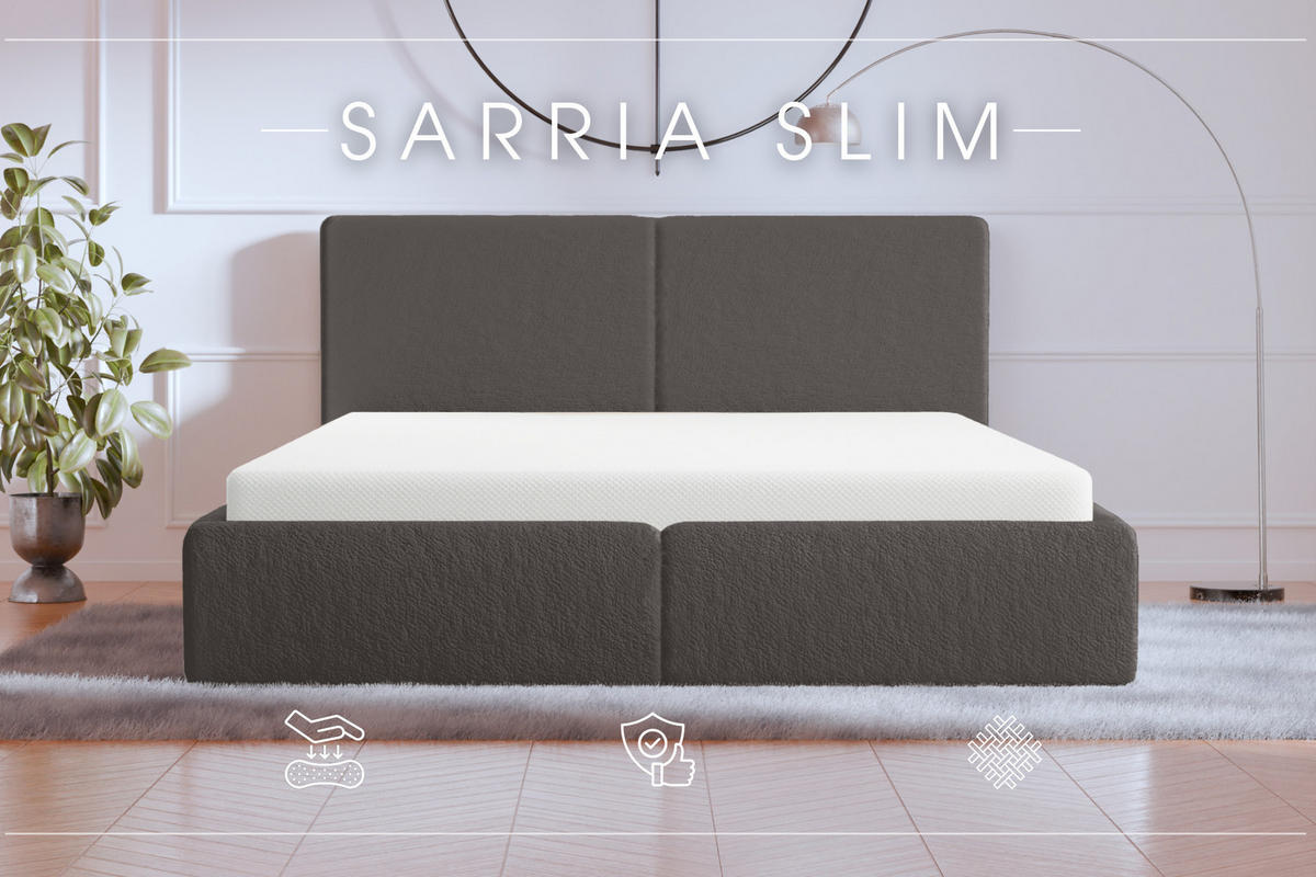 POLSTERBETT Doppelbett Sarria Slim Grau (Anthology 18) 140x200 cm - Grau, Textil (140/200cm) - Meblito