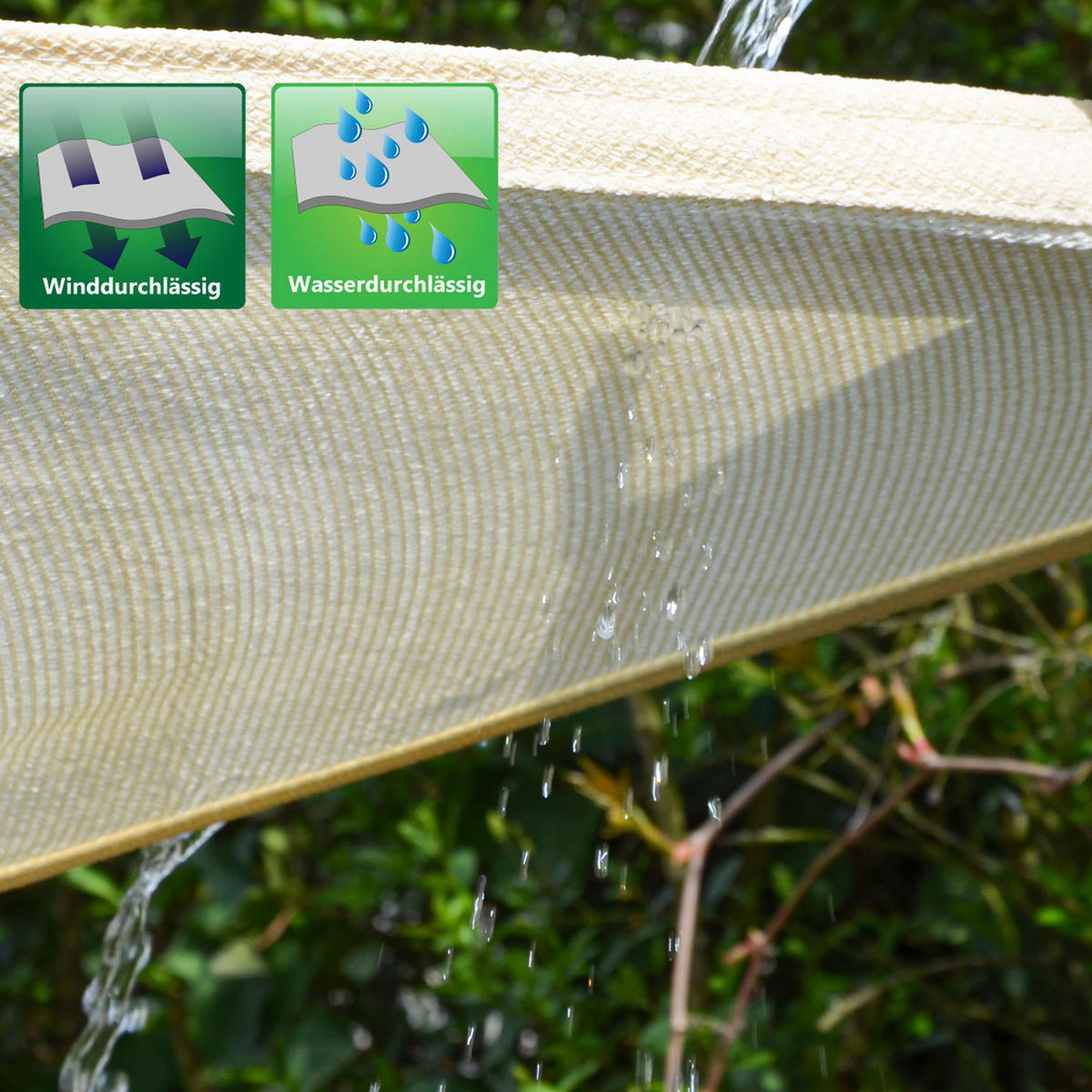 UV-SONNENSEGEL 1/2 m, Viereckig, Wasserdurchlässig, Beige - Beige, Kunststoff (100/200cm) - Amanka
