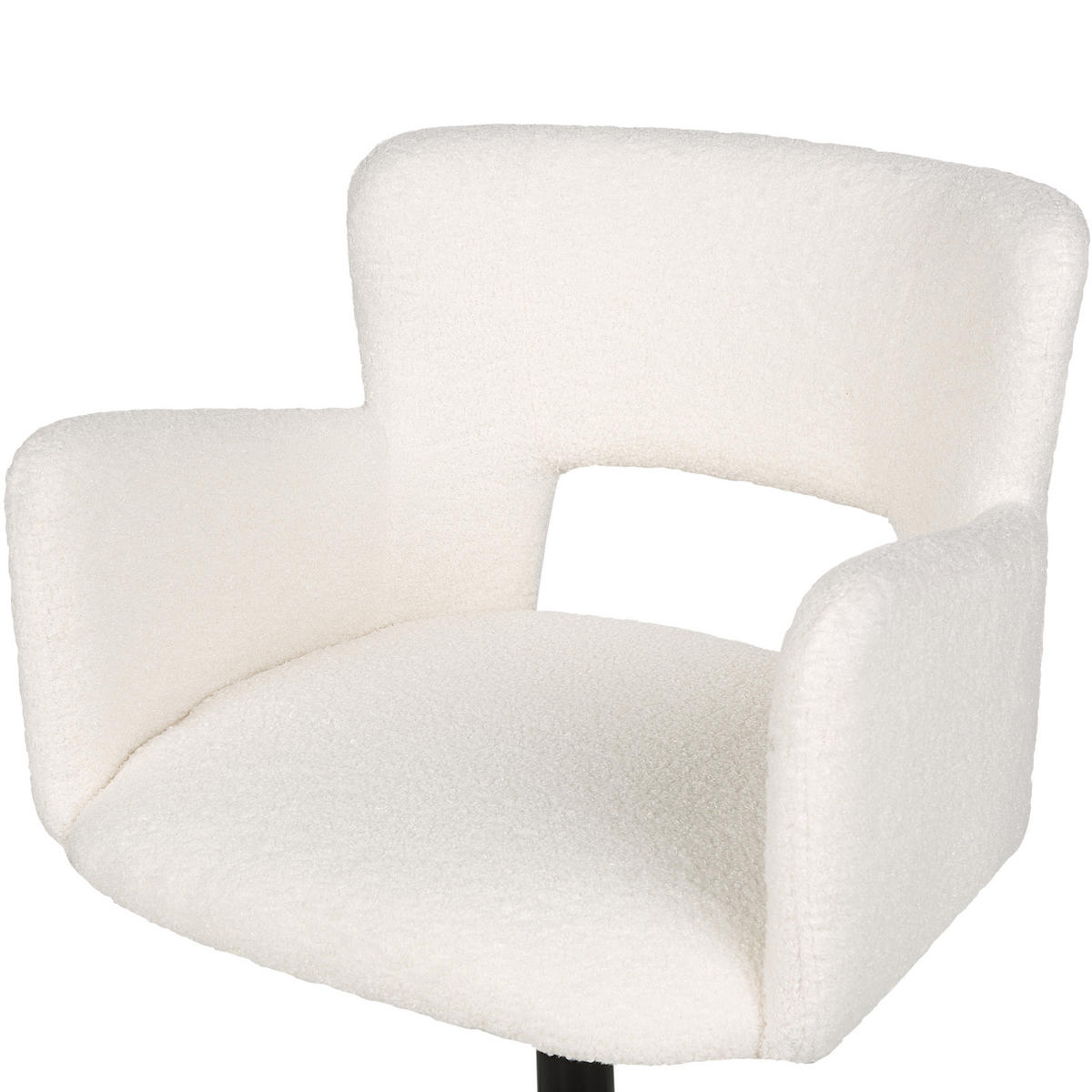 BÜROSTUHL Bouclé Cremeweiß Sanilac - Schwarz/Weiß, Textil (62/71/62cm) - Beliani