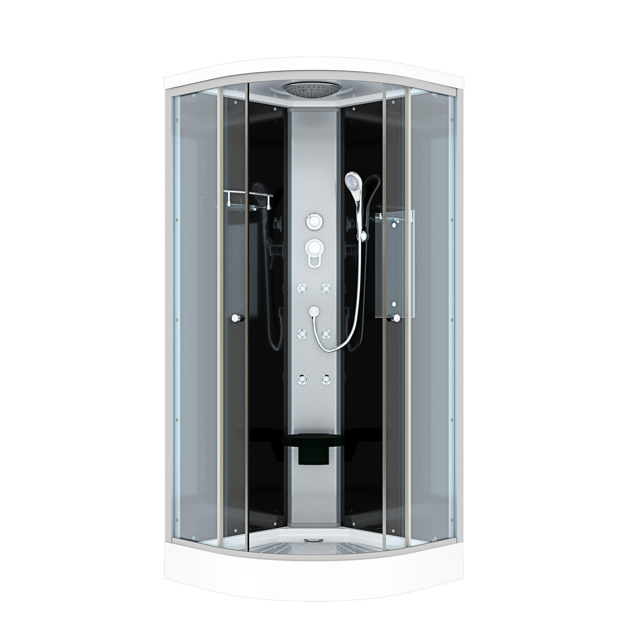 DUSCHE Fertigdusche D10-03T0-EC Schwarz 80x80 - Schwarz, Glas/Kunststoff (80/80/215cm) - AcquaVapore by Sandra Jentho