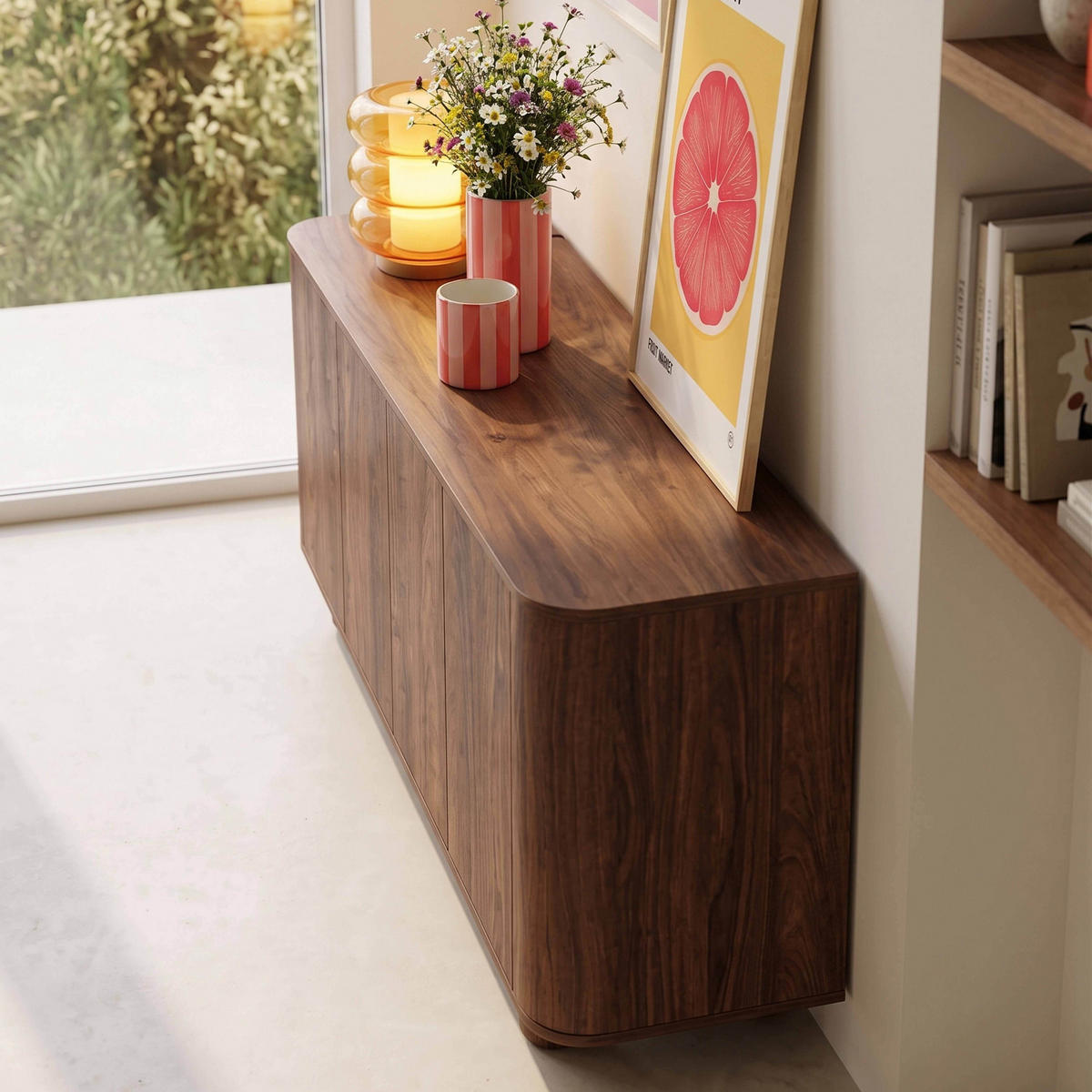 SIDEBOARD 160 cm, dunkles Holz - Braun, Holz (160/75/40cm) - Oviala