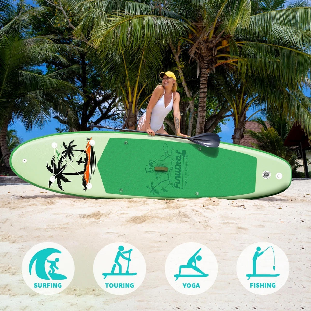 STAND-UP PADDLE BOARD SUPFW37C(335×84×15CM) - Grün, Kunststoff (84/335cm) - Kaket