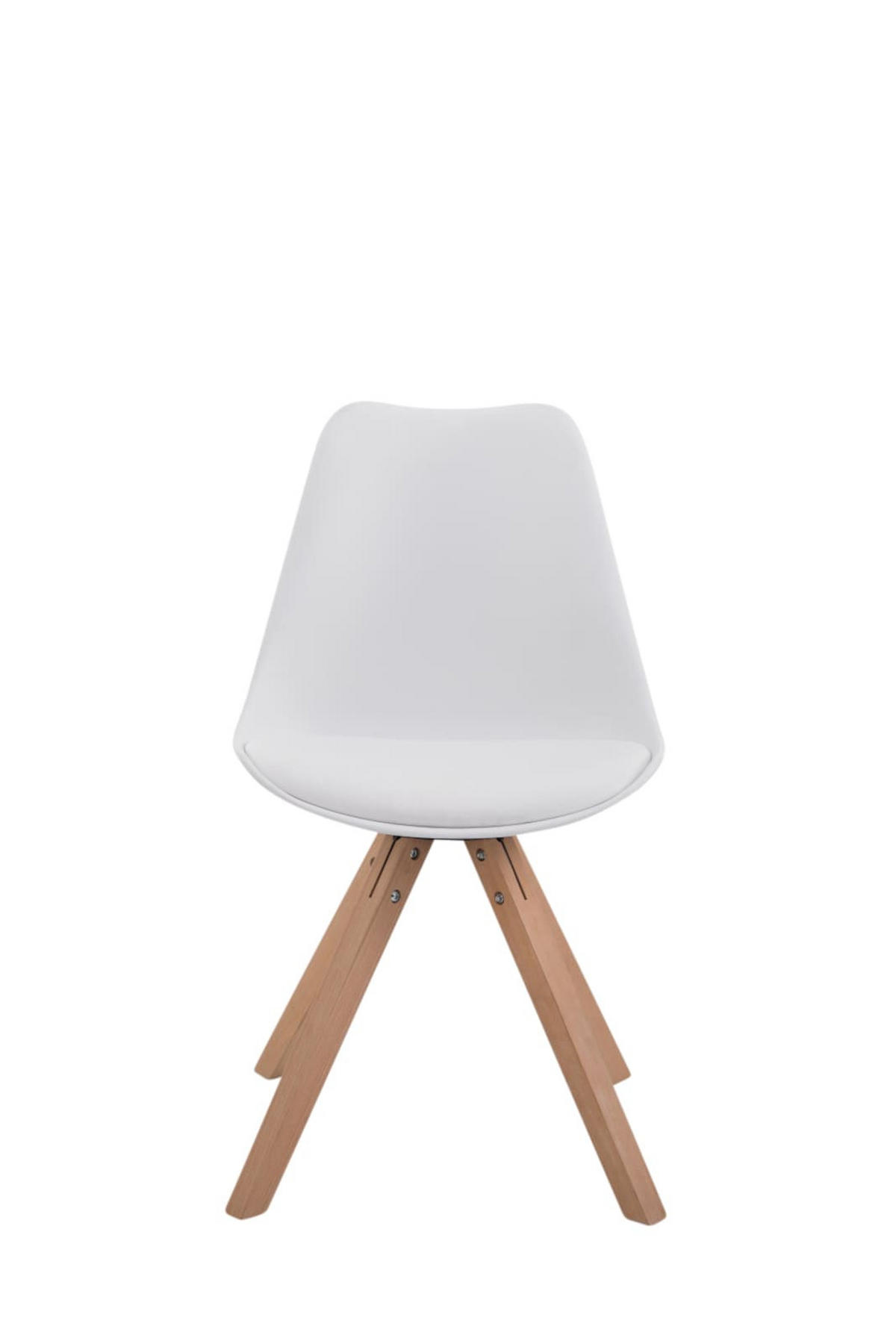 STUHL 4er Set Lederlook weiß - Eukalyptusholzfarben/Weiß, Holz/Textil (47.5/83/55.5cm) - CLP