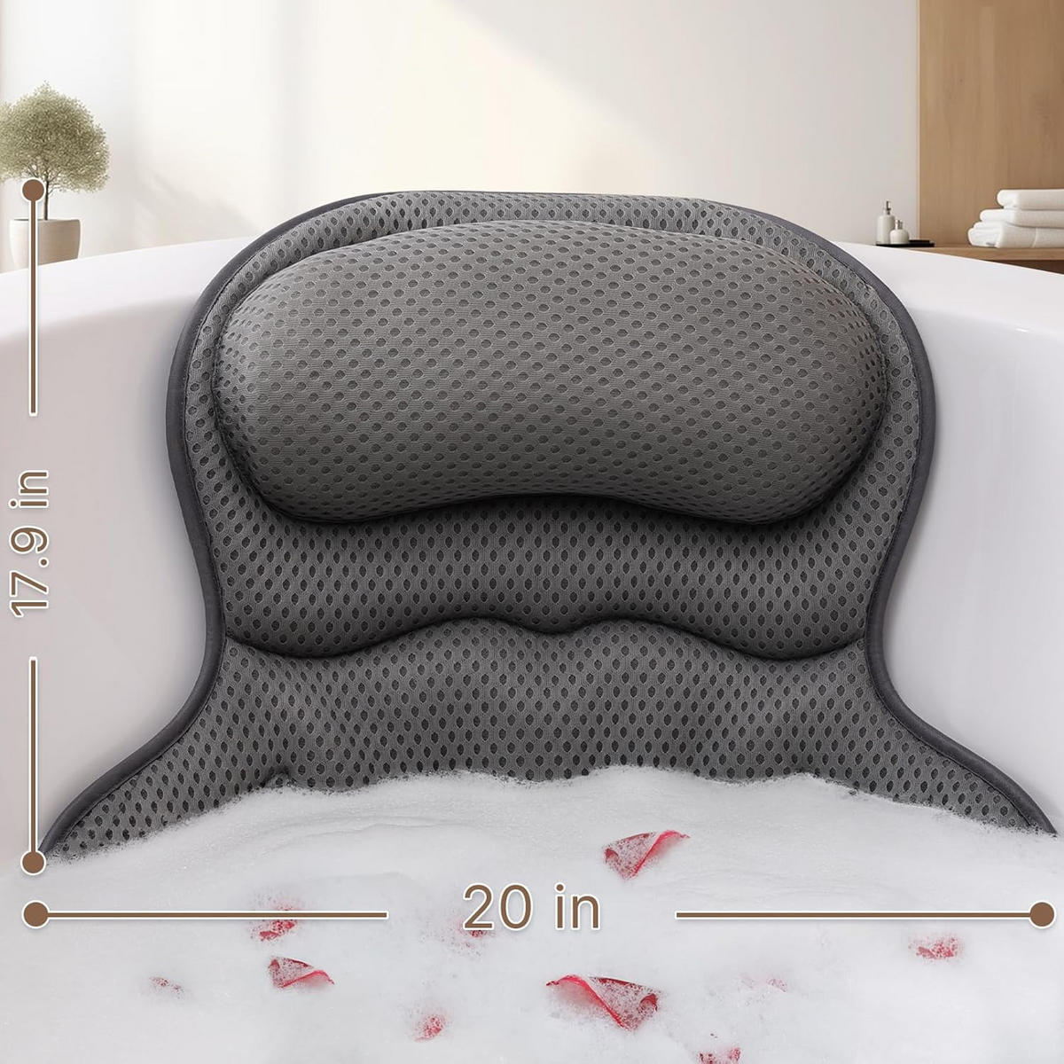 BADEKISSEN – 42 x 46 x 7 cm – Grau - Grau, Textil (42/21cm)