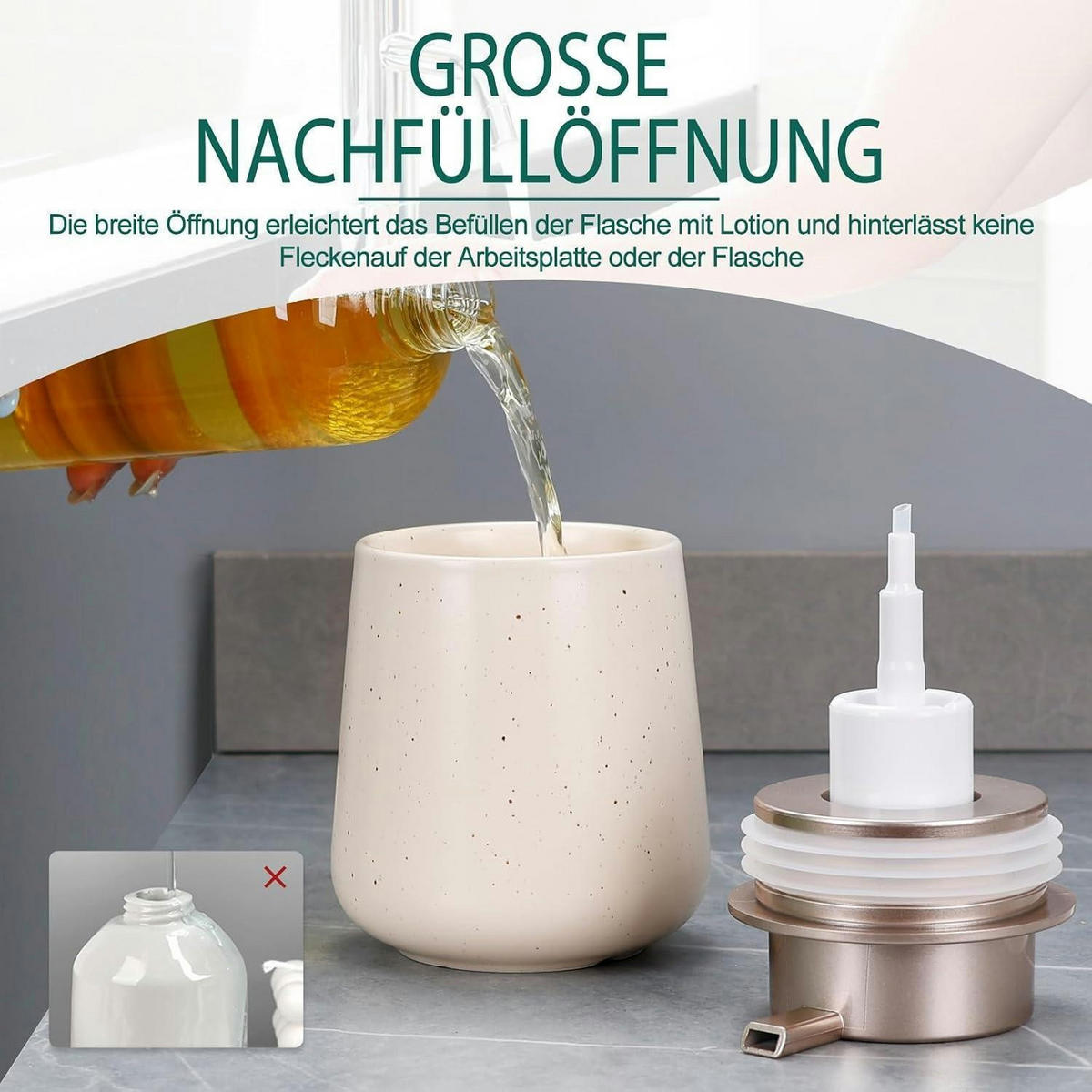 SCHAUMSEIFENSPENDER Keramik Beige 350 ml - Beige, Keramik (9/12/9cm)