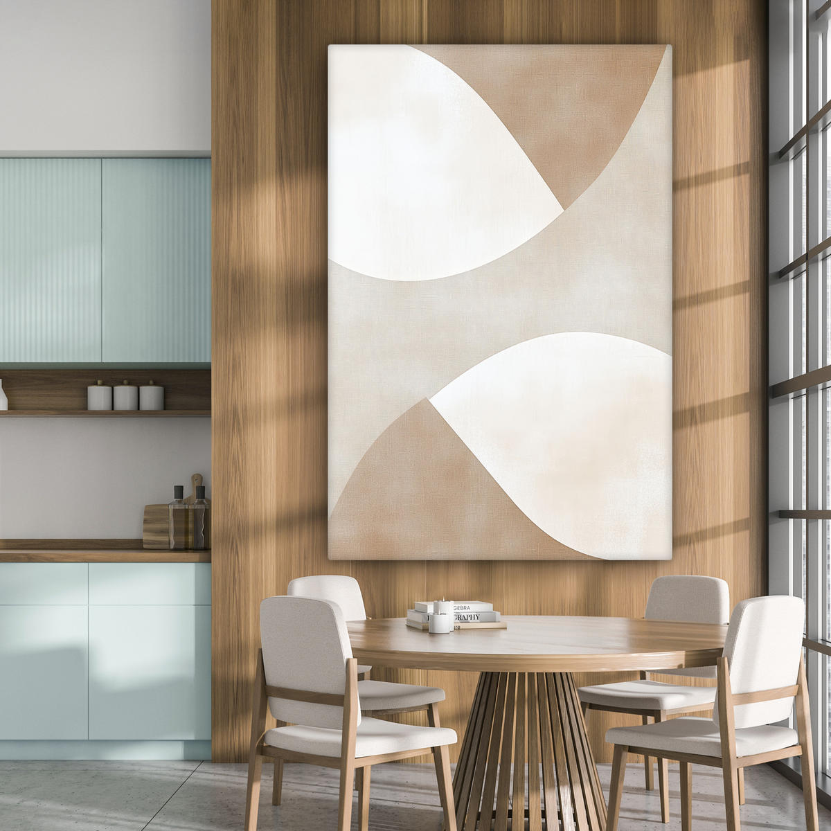 LEINWANDBILD Braun - Japandi - Abstrakt 90x140 cm - Sandfarben, Textil (90/140cm) - MuchoWow