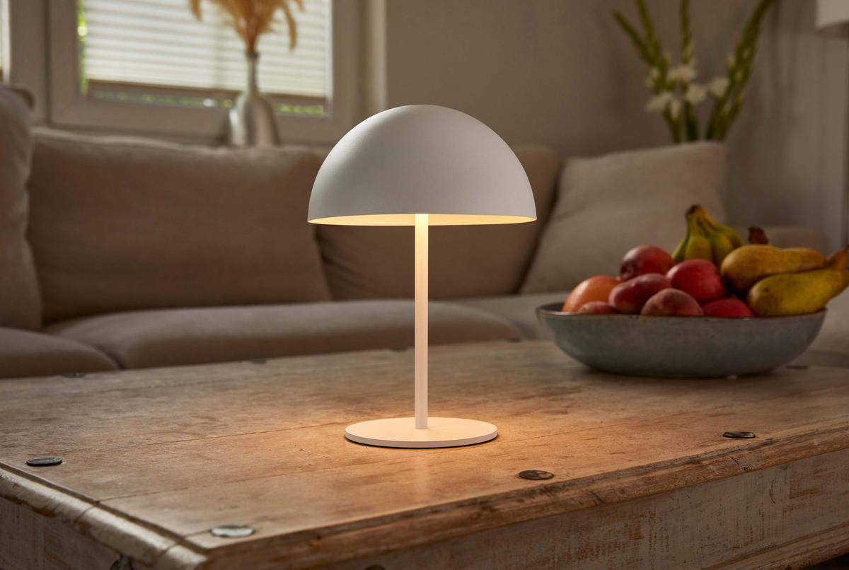 LED-TISCHLAMPE Pilzform dimmbar Metall Ø18x28xcm Weiß - Weiß, Metall (18/18/28cm) - Northpoint