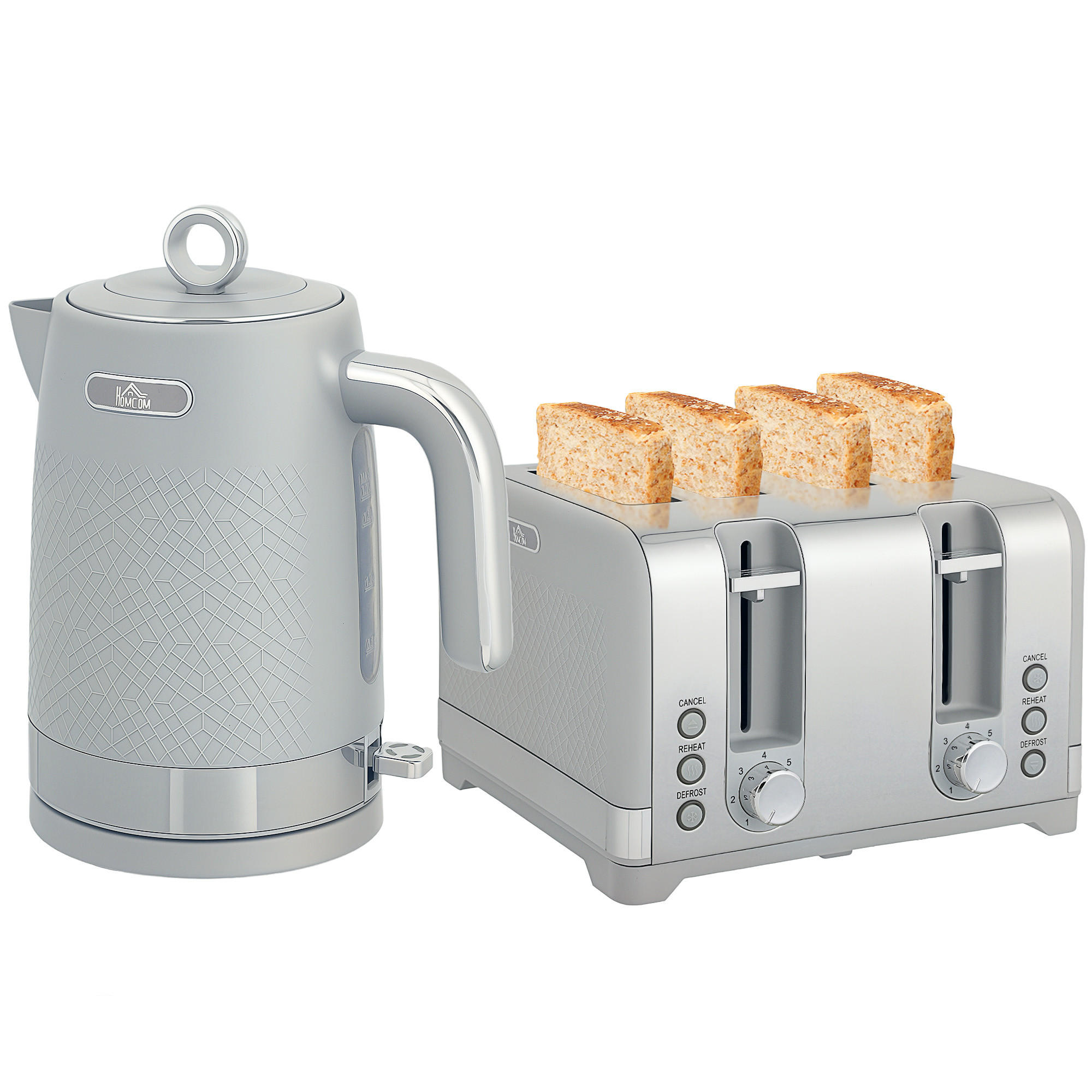 TOASTER mit Wasserkocher DE-07947 Grau - Grau, Kunststoff (16/27.6/23.6cm) - ComfortXL
