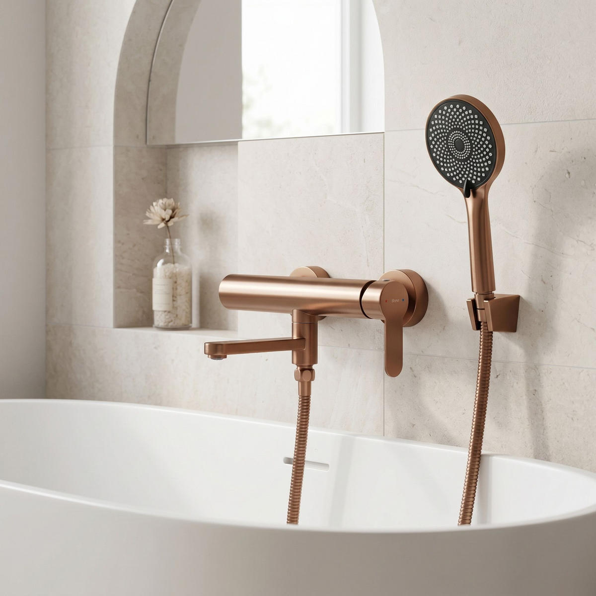 WANNENARMATUR Rea Arcos Brushed Copper - Kupferfarben, Metall (20/20/15cm) - REA