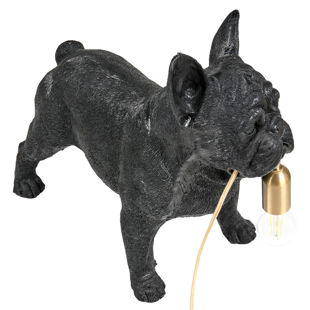 TISCHLAMPE Hund Schwarz Baxter - Messingfarben/Schwarz, Kunststoff (47/24/43cm) - Beliani