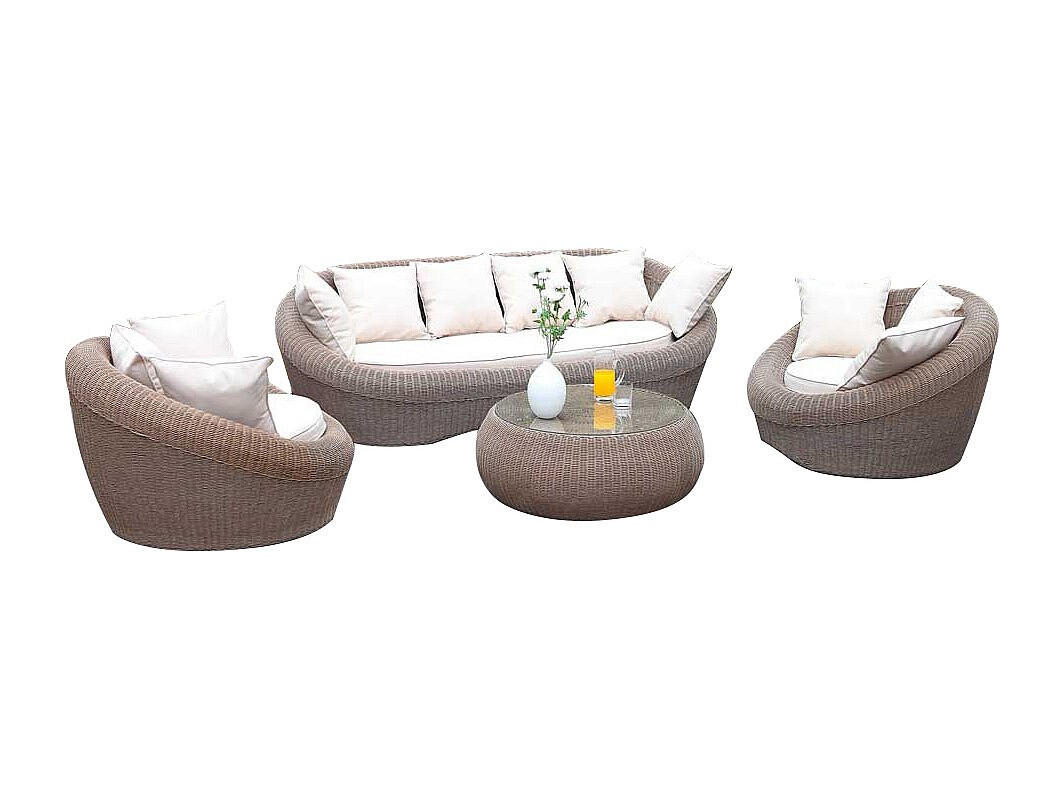 GARTENSITZGRUPPE im Set - -Sitzer - Harz, Glas - Braun - - Braun, Glas - Vente-Unique