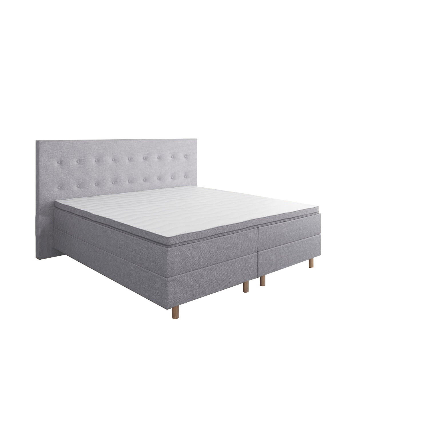 BOXBETT RIO Barcelona 5-Zonen mit Visco Topper H3 First Class Bett in verschiedenen Farben und Größen - Silberfarben, Holz/Holzwerkstoff (200/200cm) - Best For Home