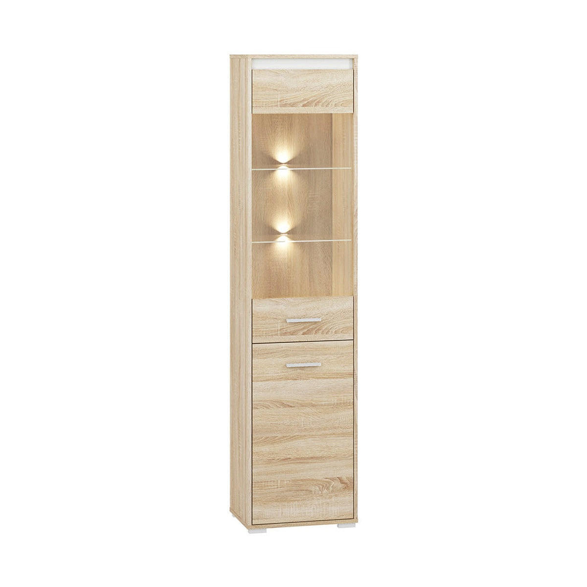 VITRINE – AVO 05 – 48 cm – Avo – Sonoma Eiche / Weiß - Weiß/Sonoma Eiche, Holzwerkstoff (48/200/34cm) - hi-markt