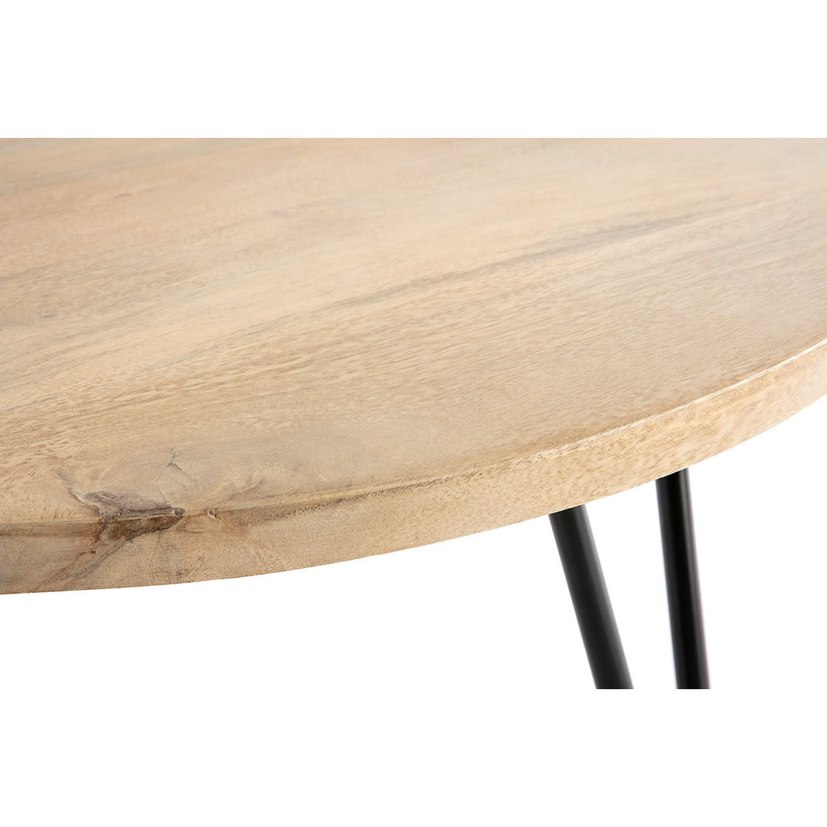 COUCHTISCH Rund Mangoholz Metall 80x40 VIBES - Naturfarben, Holz (80/80/40cm) - Miliboo
