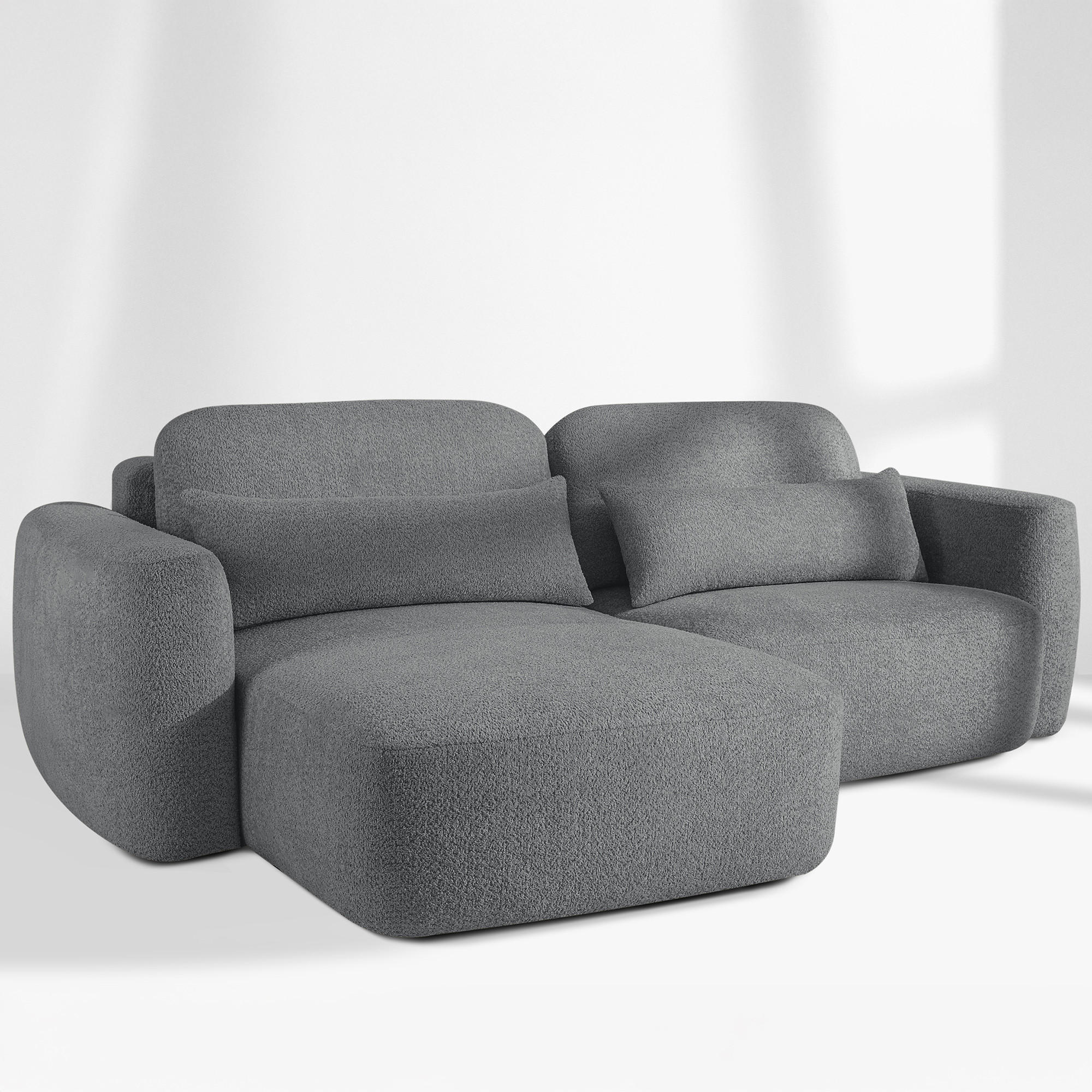 SITZGARNITUR ELOSA - Dunkelgrau, Holz/Textil (245/85/165cm) - KONSIMO®