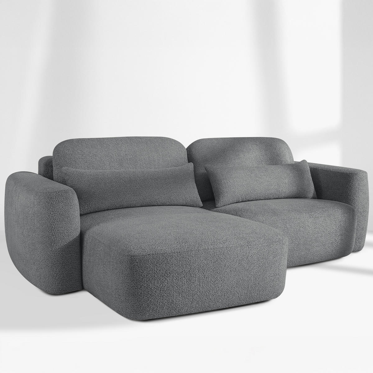 SITZGARNITUR ELOSA - Dunkelgrau, Holz/Textil (245/85/165cm) - KONSIMO®