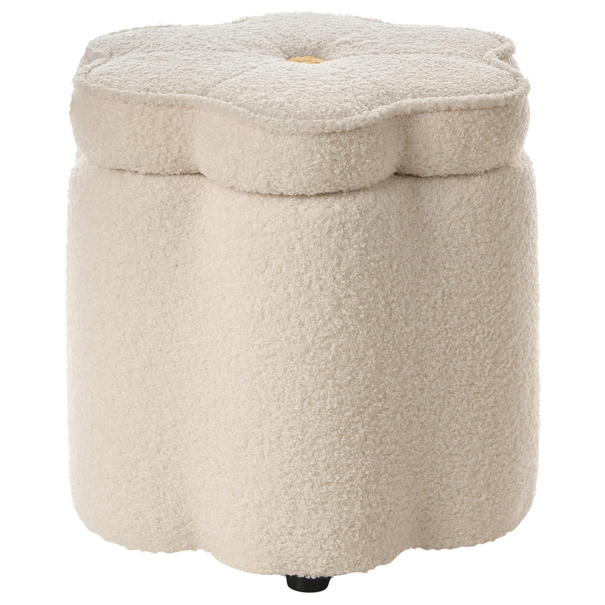 POUF mit Stauraum Bouclé Cremeweiß Blume Flower - Gelb/Creme, Textil (40/38/40cm) - Beliani