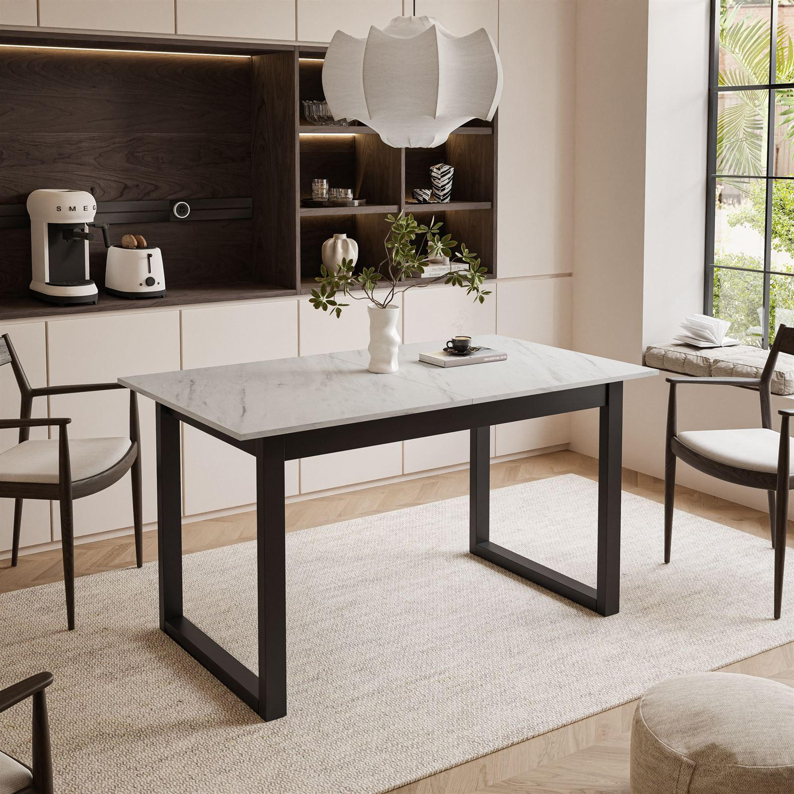 ESSTISCH ARTON II ausziehbarer Tisch 140-195 cm für 6-8 Personen - Multicolor/Schwarz, Holzwerkstoff/Metall (140/80/77cm) - Lookway