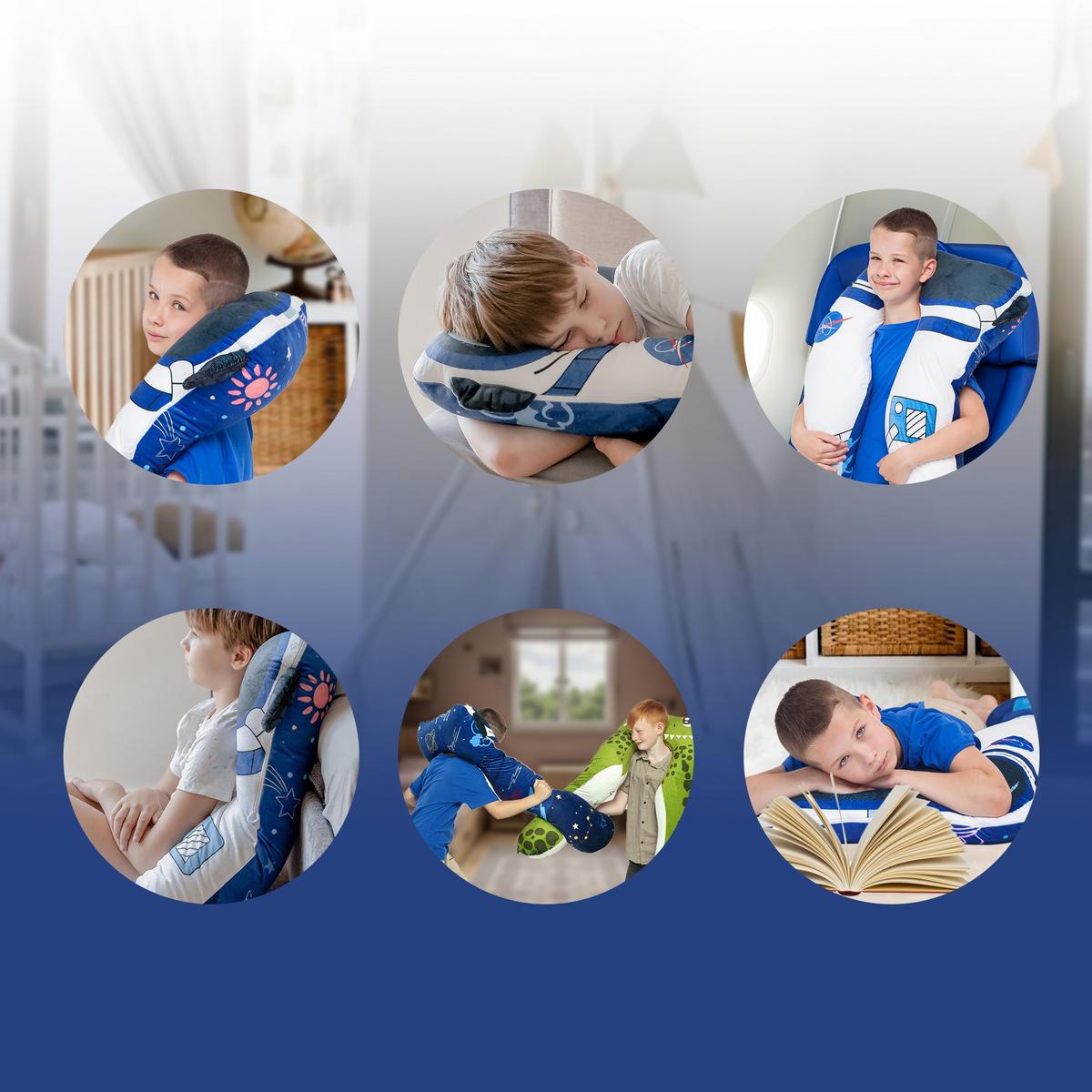KISSEN für Kinder- Astronaut - Dunkelblau, Textil (60/120cm) - KomfortKissen