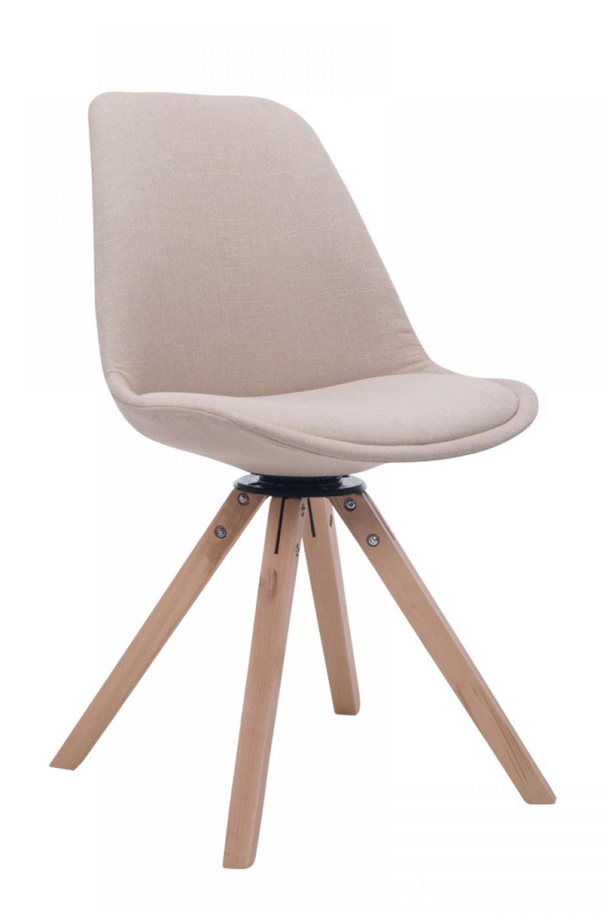 DREHSTUHL Stoff creme - Eukalyptusholzfarben/Creme, Holz/Textil (48/84/56cm) - CLP