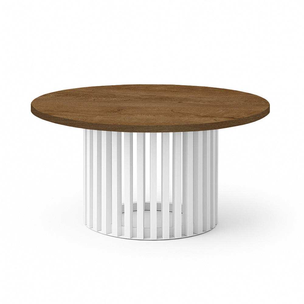 COUCHTISCH DOVER, 60 cm, minimalistisch und zeitlos, Eiche Lefkas/Weiß - Dunkelbraun/Weiß, Holz (60/60/40cm) - Dekori_Interiors