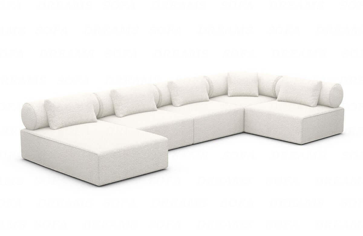 WOHNLANDSCHAFT Cipriani Weiß Boucléstoff - Weiß, Kunststoff (400/77/200cm)