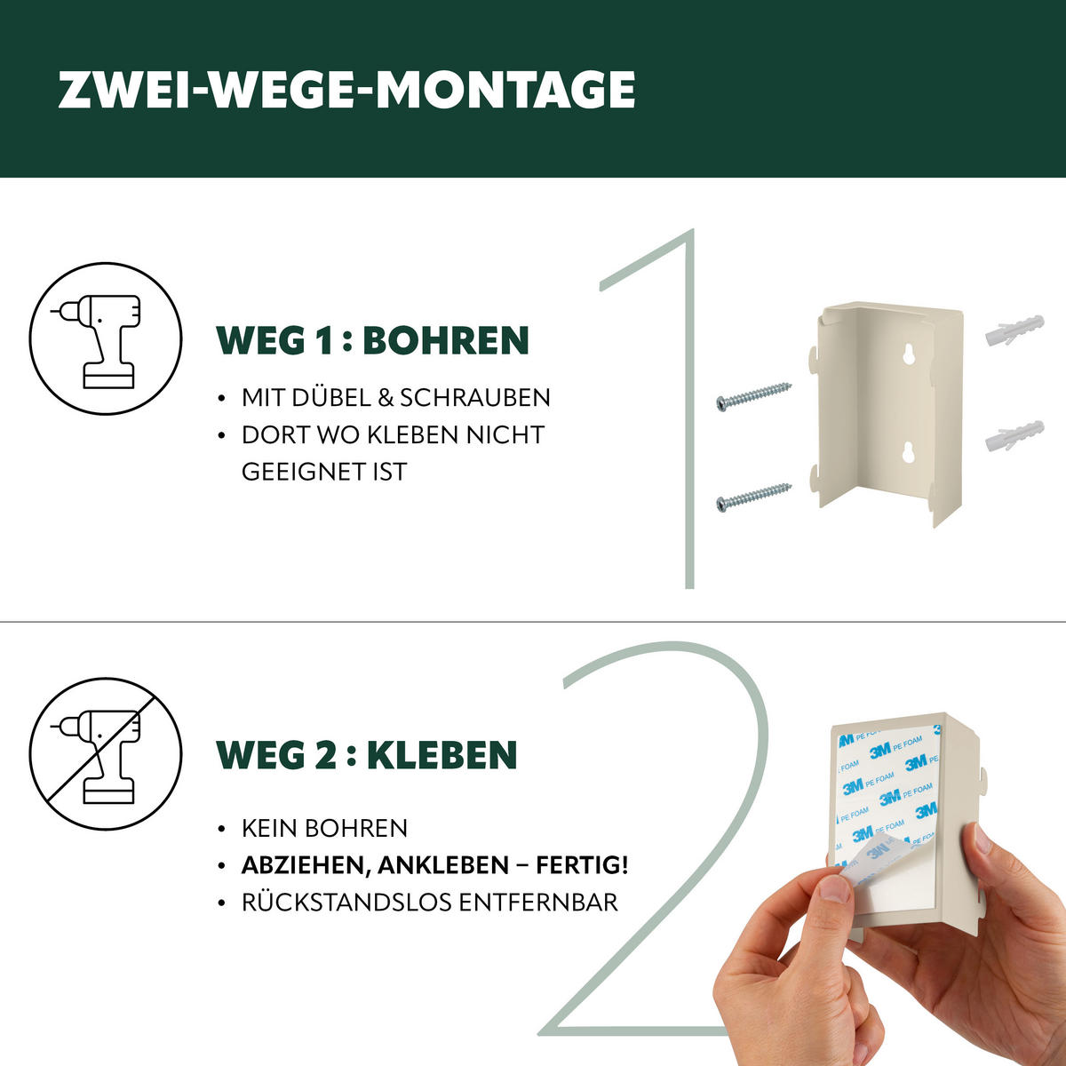 WAND-KOSMETIKEIMER 3 L, eckig, beige - Beige, Metall (16/24/23cm) - bremermann