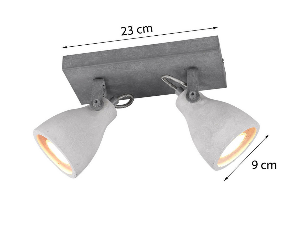 LED-DECKENSTRAHLER Breite 23cm, Beton - Grau, Naturmaterialien/Metall (10/23/18cm) - meineWunschleuchte