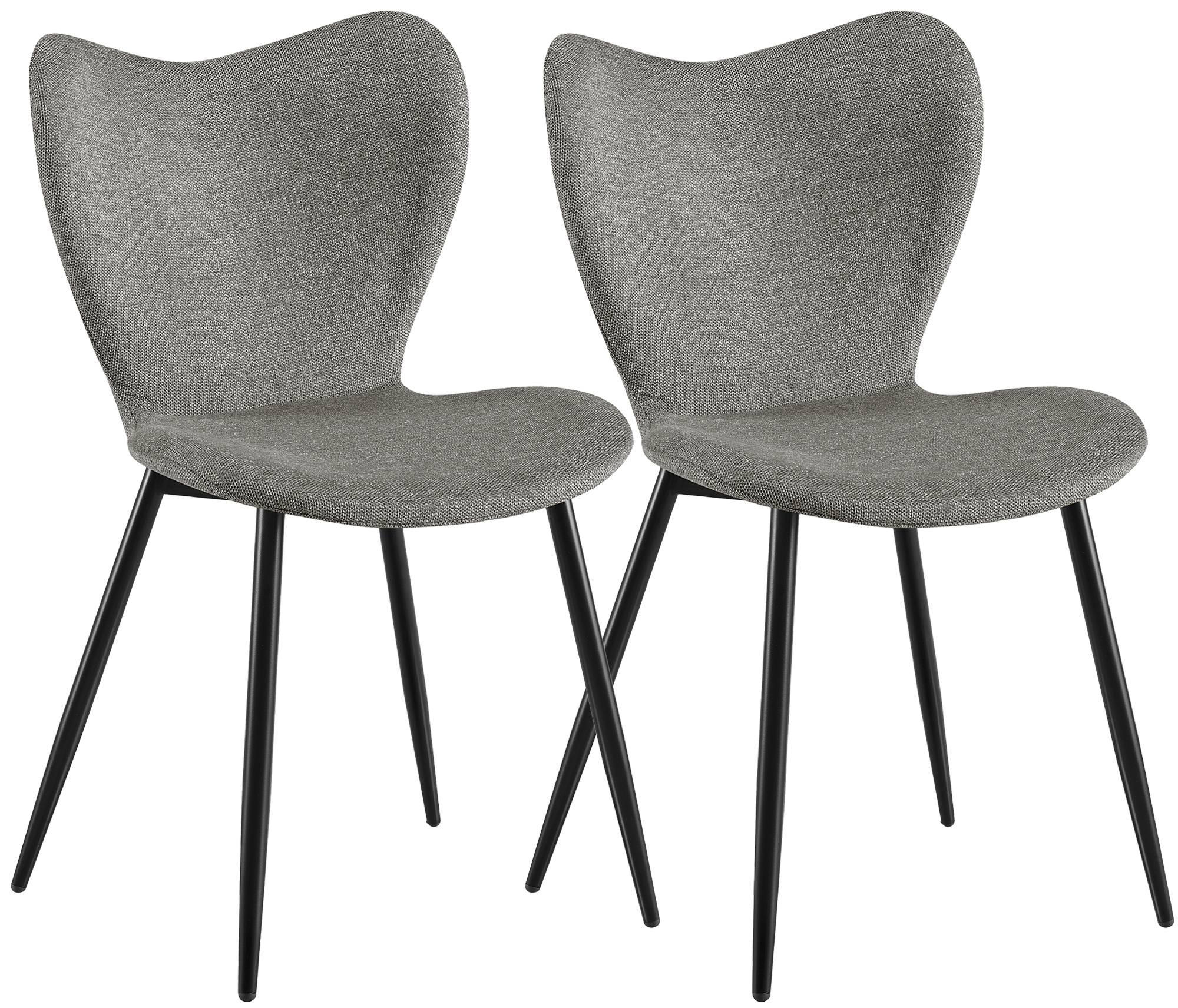 ESSZIMMERSTUHL 2 Stoff Grau - Schwarz/Grau, Textil/Metall (50/80/58cm) - CLP