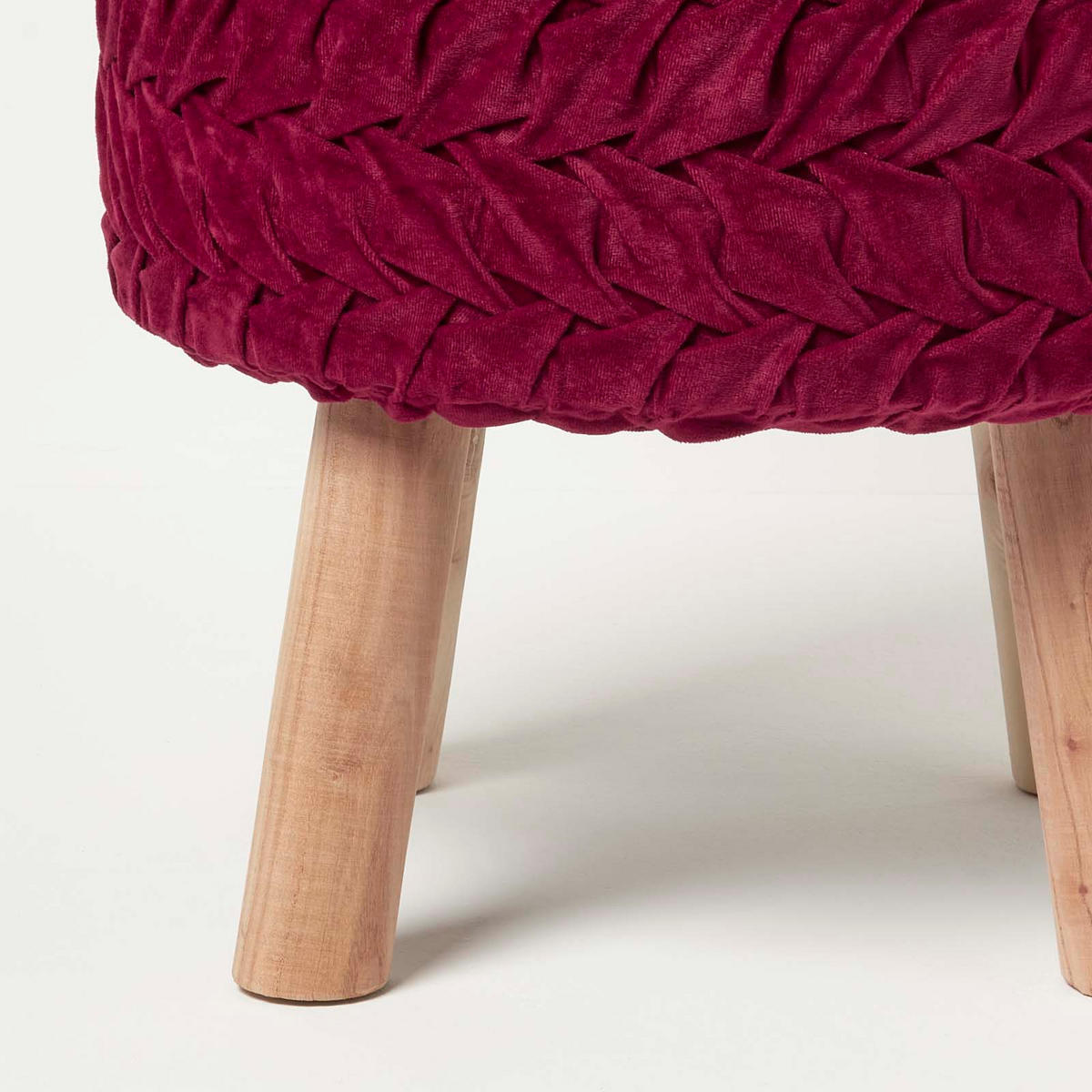 SAMT-HOCKER Lyla, magenta plissiert, 40/40/41 cm - Magenta, Textil (41/40/41cm) - Homescapes