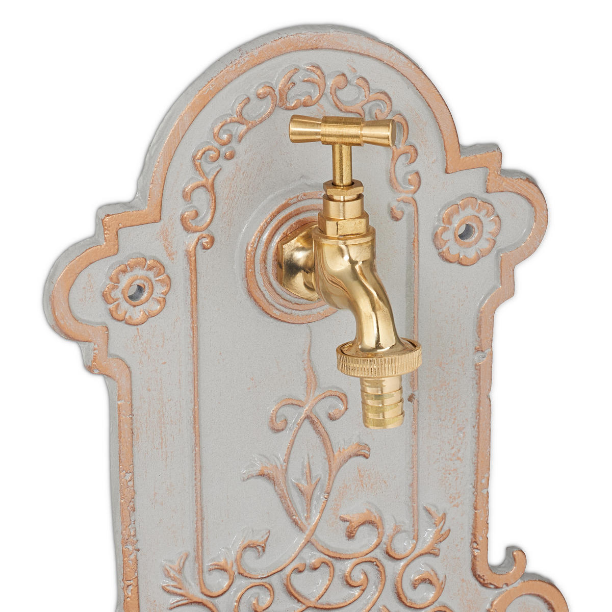 WANDBRUNNEN - Grau, Metall (10.5/22/36cm) - Relaxdays