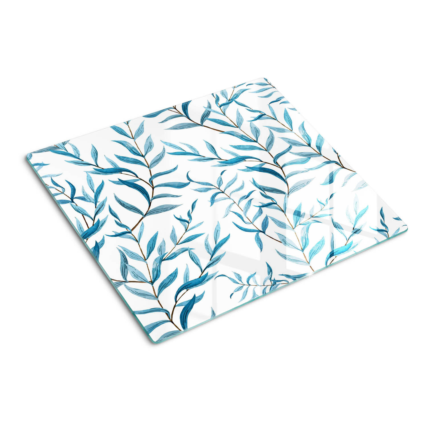 GLASPLATTE 60x52 cm Blätter - Blau, Glas (60/0.4/52cm) - TULUP