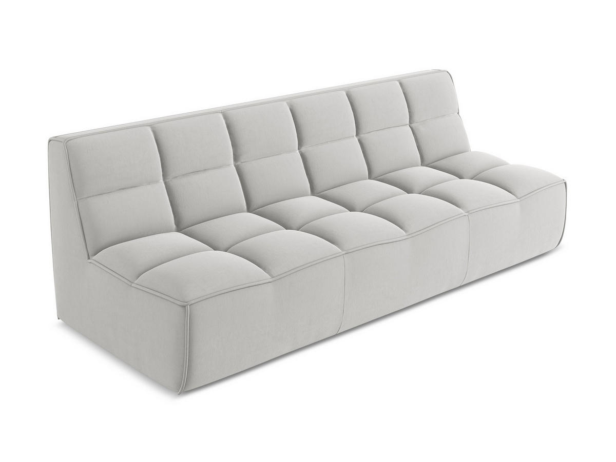 3-SITZER SOFA Samt Stoff Grau - Silberfarben/Schwarz, Kunststoff/Textil (210/75/93cm) - Makamii