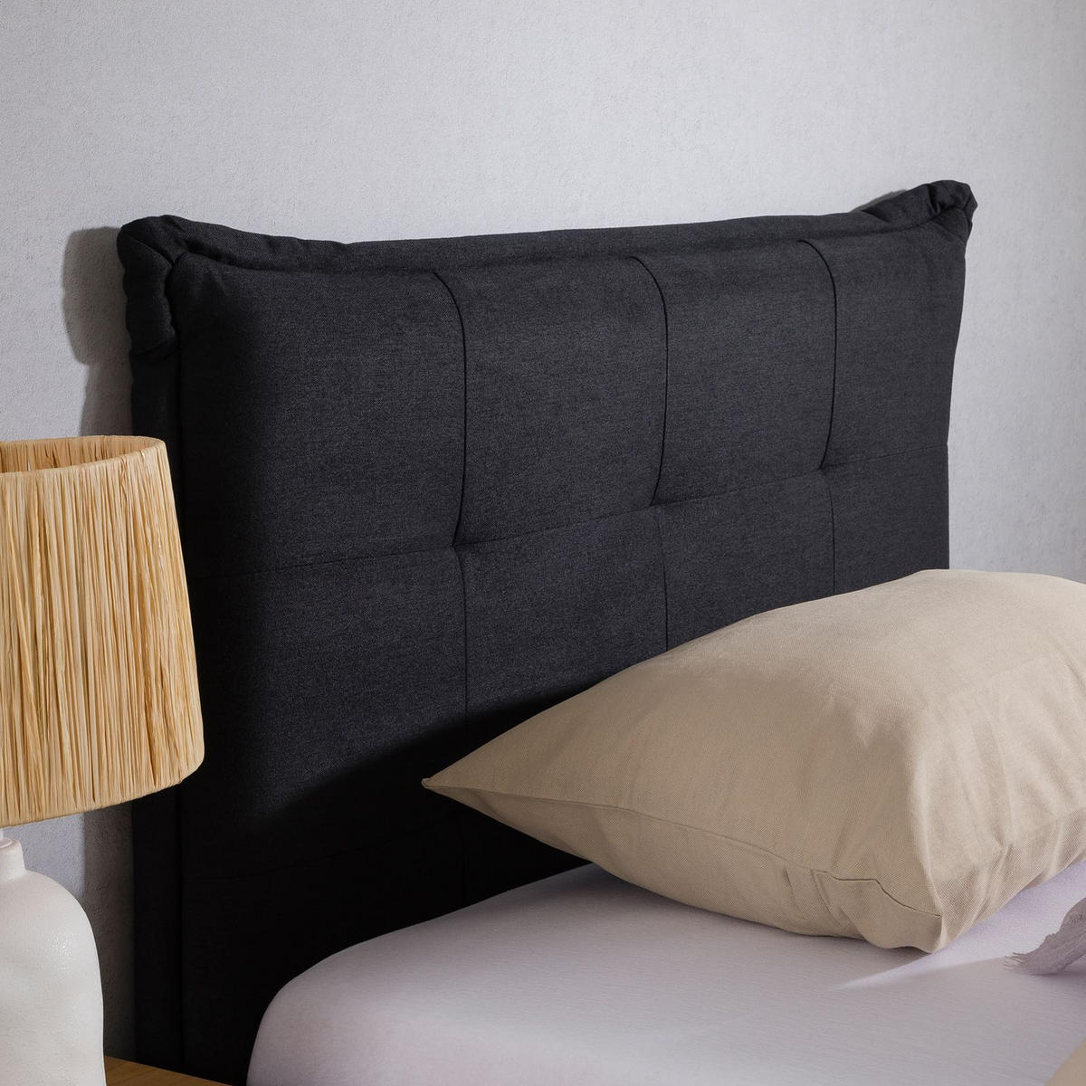 KOPFTEIL JALEYA 90X190 CM - Schwarz, Textil (91/99/7cm) - IDIMEX