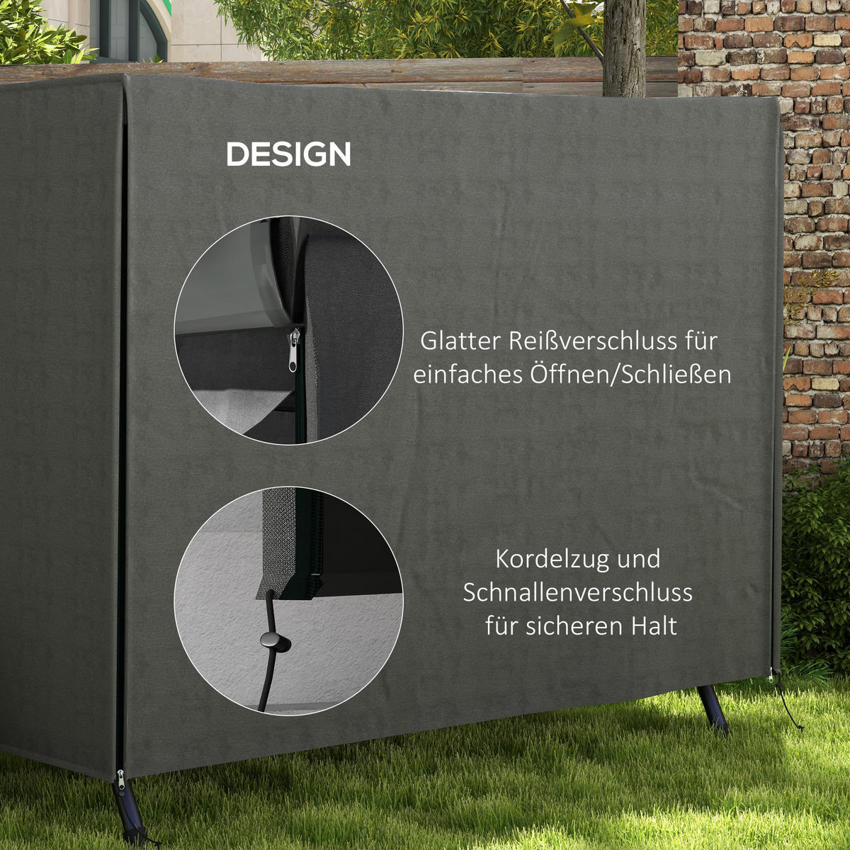 SCHUTZHÜLLE für Hollywoodschaukel aus Polyester Dunkelgrau - Dunkelgrau, Kunststoff (124/164/205cm) - Outsunny