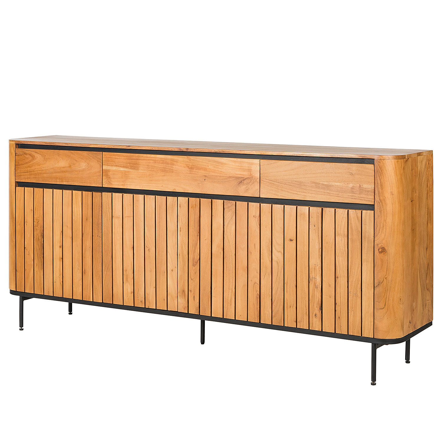 SIDEBOARD - Akazie massiv / Metall - Akaziefarben, Holz (177/90/42cm) - home24